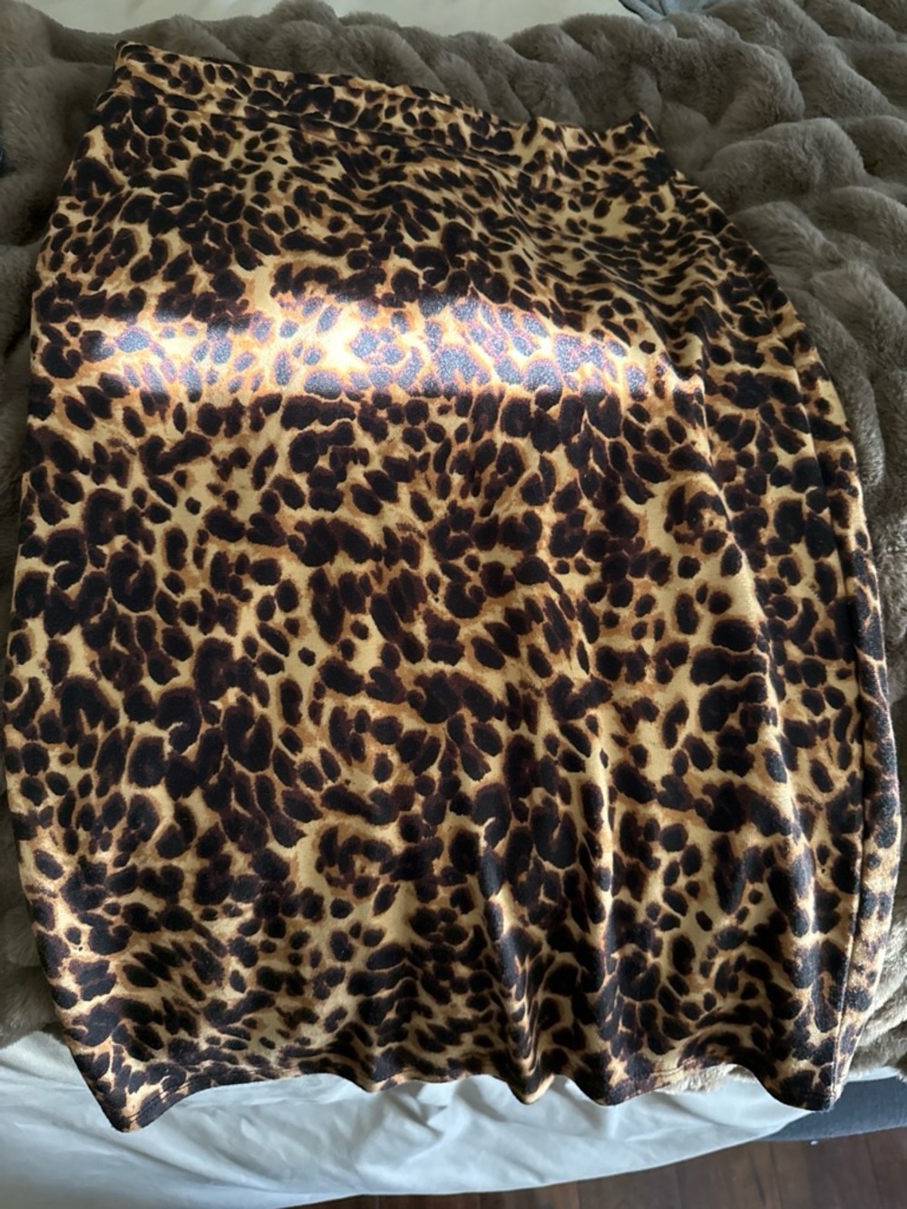 H&M Leopard Print Satin Pencil Skirt - Brown & Black